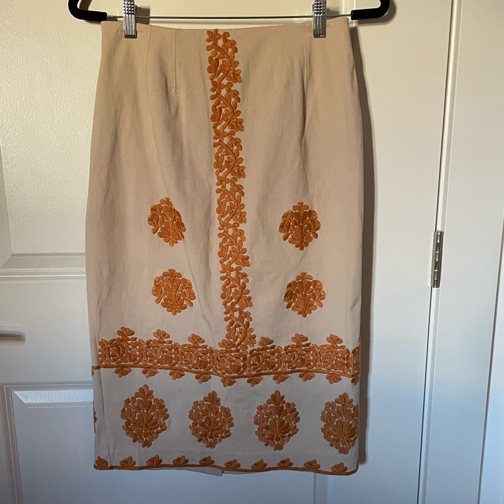 NWT Anthropologie Embroidered Pencil Skirt